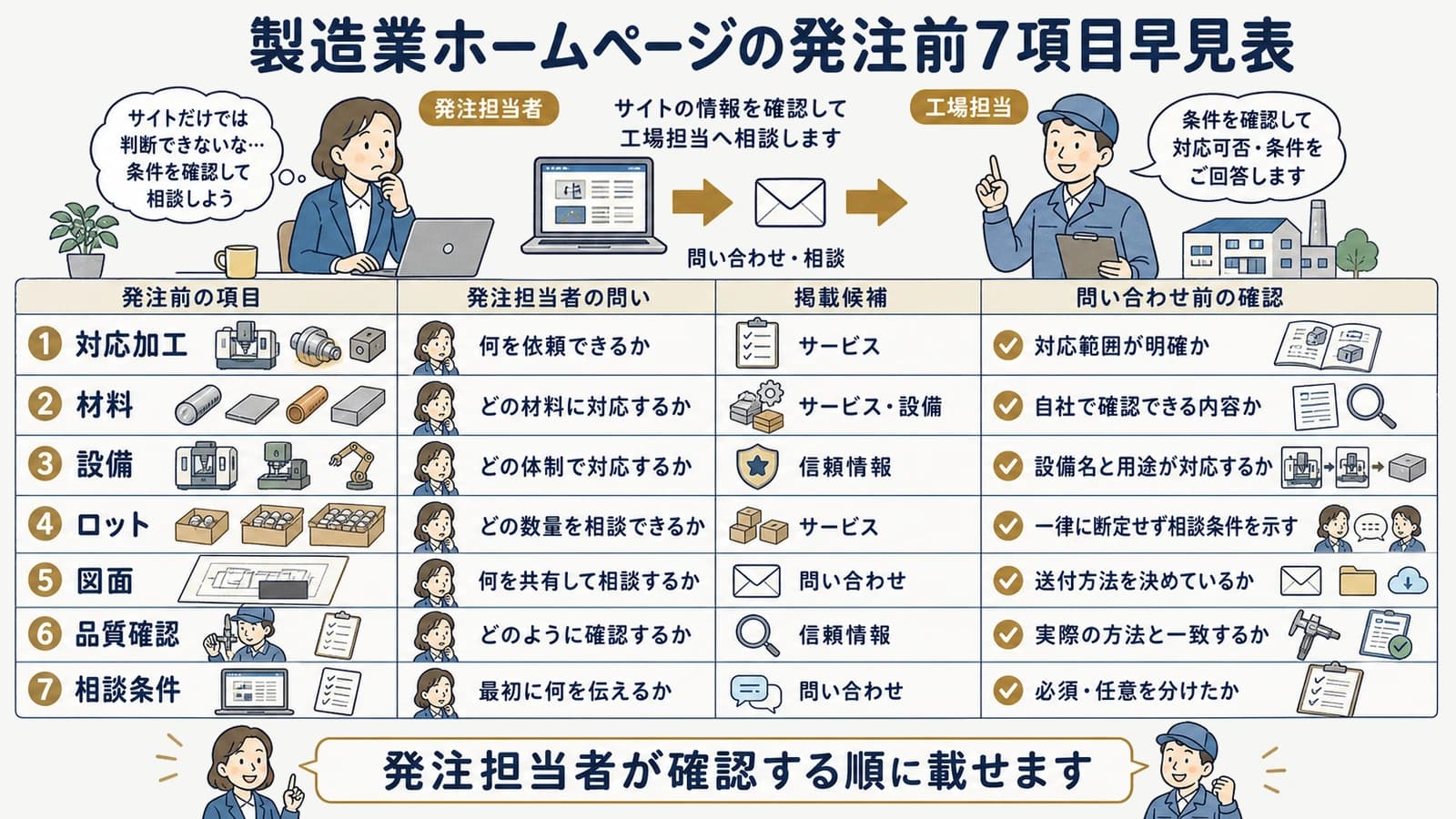 製造業ホームページの発注前7項目早見表
