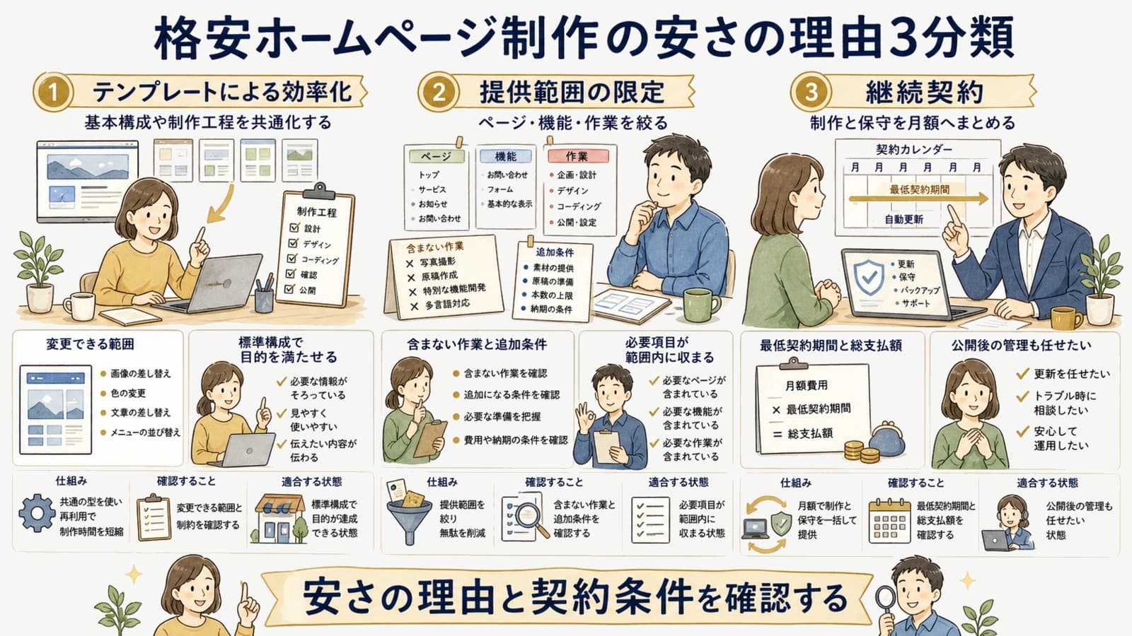 格安ホームページ制作の安さの理由3分類